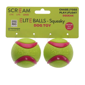 Scream Elite Ball Squeaky Green & Pink 2pk