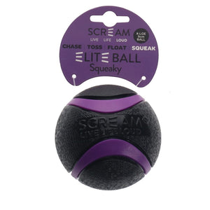 Scream Elite Ball Squeaky Black & Purple