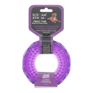 Scream Xtreme Treat Tyre Loud Purple Dog Chew Toy