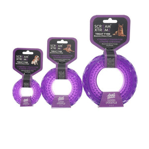 Scream Xtreme Treat Tyre Loud Purple Dog Chew Toy