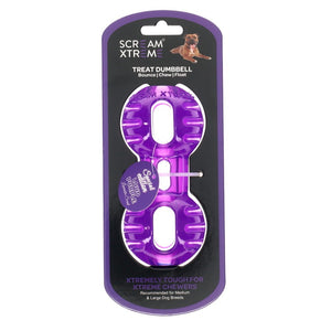 Scream Xtreme Treat Dumbbell Loud Purple Dog Chew Toy
