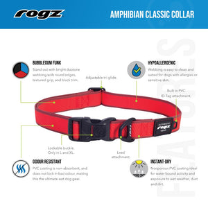 Rogz Amphibian Classic Dog Collar Blue - RSPCA VIC