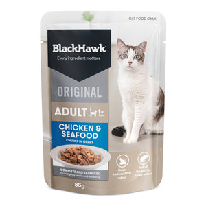 Black Hawk Adult Cat Chicken & Seafood Gravy 85gx12