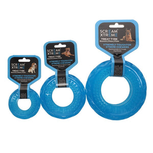 Scream Xtreme Treat Tyre Loud Blue Dog Chew Toy - RSPCA VIC