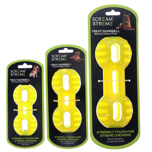 Scream Xtreme Treat Dumbbell Loud Green Dog Chew Toy - RSPCA VIC