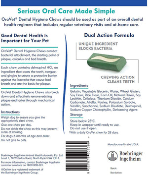 Oravet Dental Hygiene Chew For Dogs, Dental Treats For Dogs, Small, 28 Count/Days - RSPCA VIC