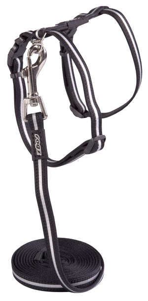 Rogz Alleycat Harness & Lead Set Black - RSPCA VIC