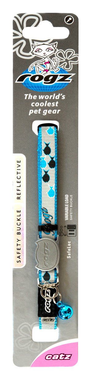 Rogz Safeloc Reflectocat Collar Blue Fish - RSPCA VIC