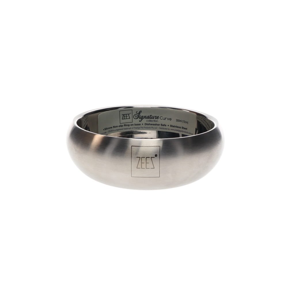 Zeez Signature Collection Stainless Steel Curved Pet Bowl