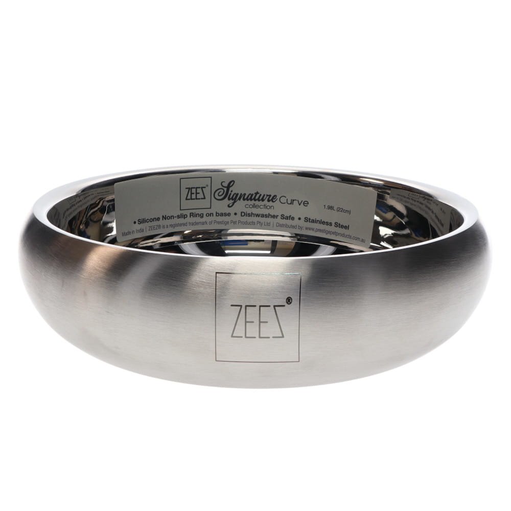 Zeez Signature Collection Stainless Steel Curved Pet Bowl