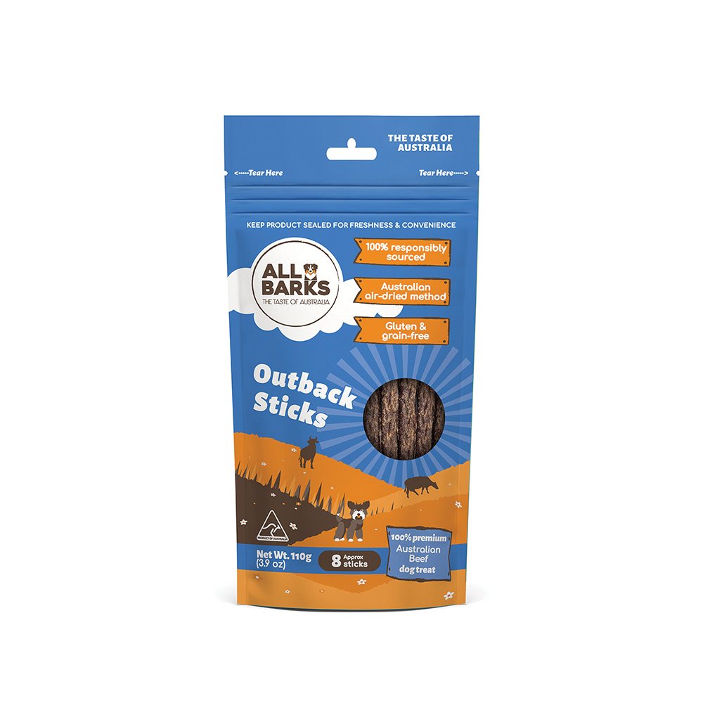 All Barks Outback Sticks Beef Dog Treats 110g