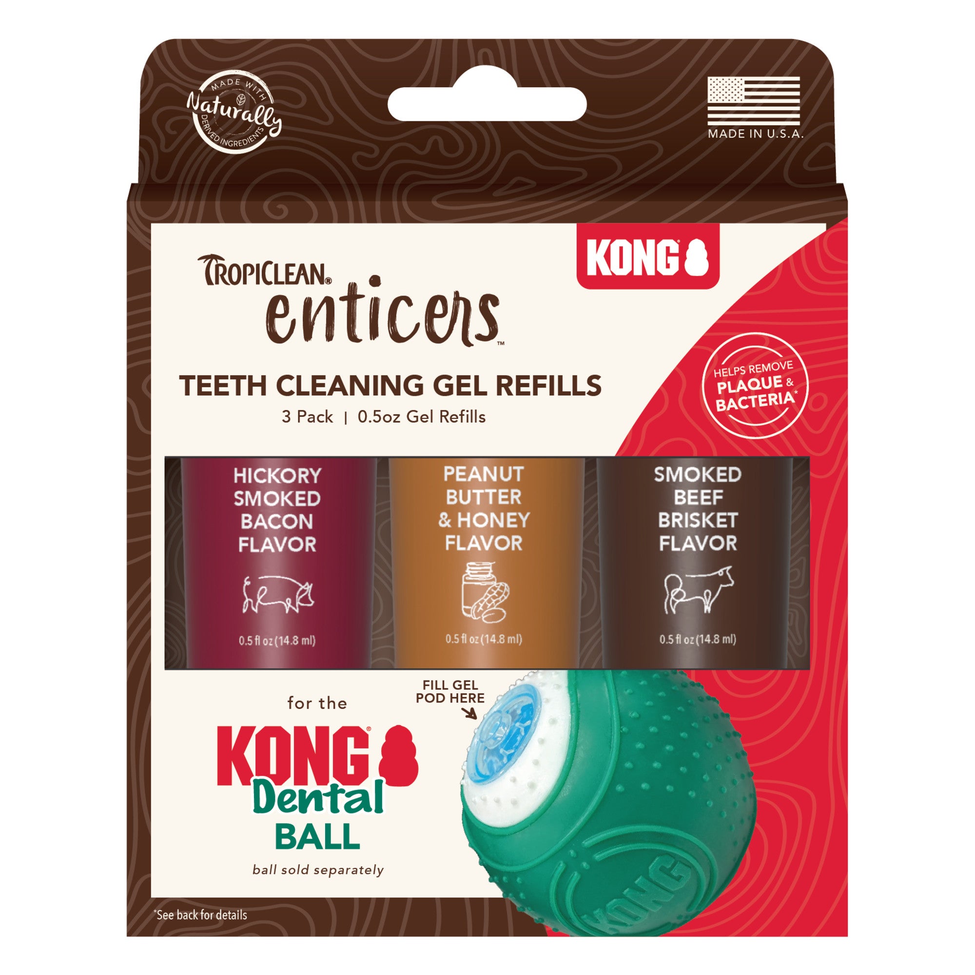 Tropiclean Enticers KONG Dental Ball Teeth Cleaning Gel Refills 3pk - RSPCA VIC