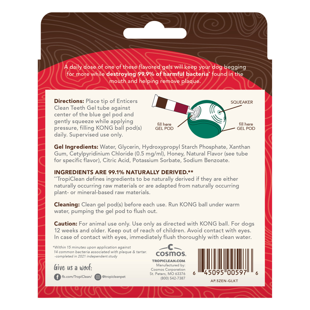 Tropiclean Enticers KONG Dental Ball Teeth Cleaning Gel Refills 3pk - RSPCA VIC