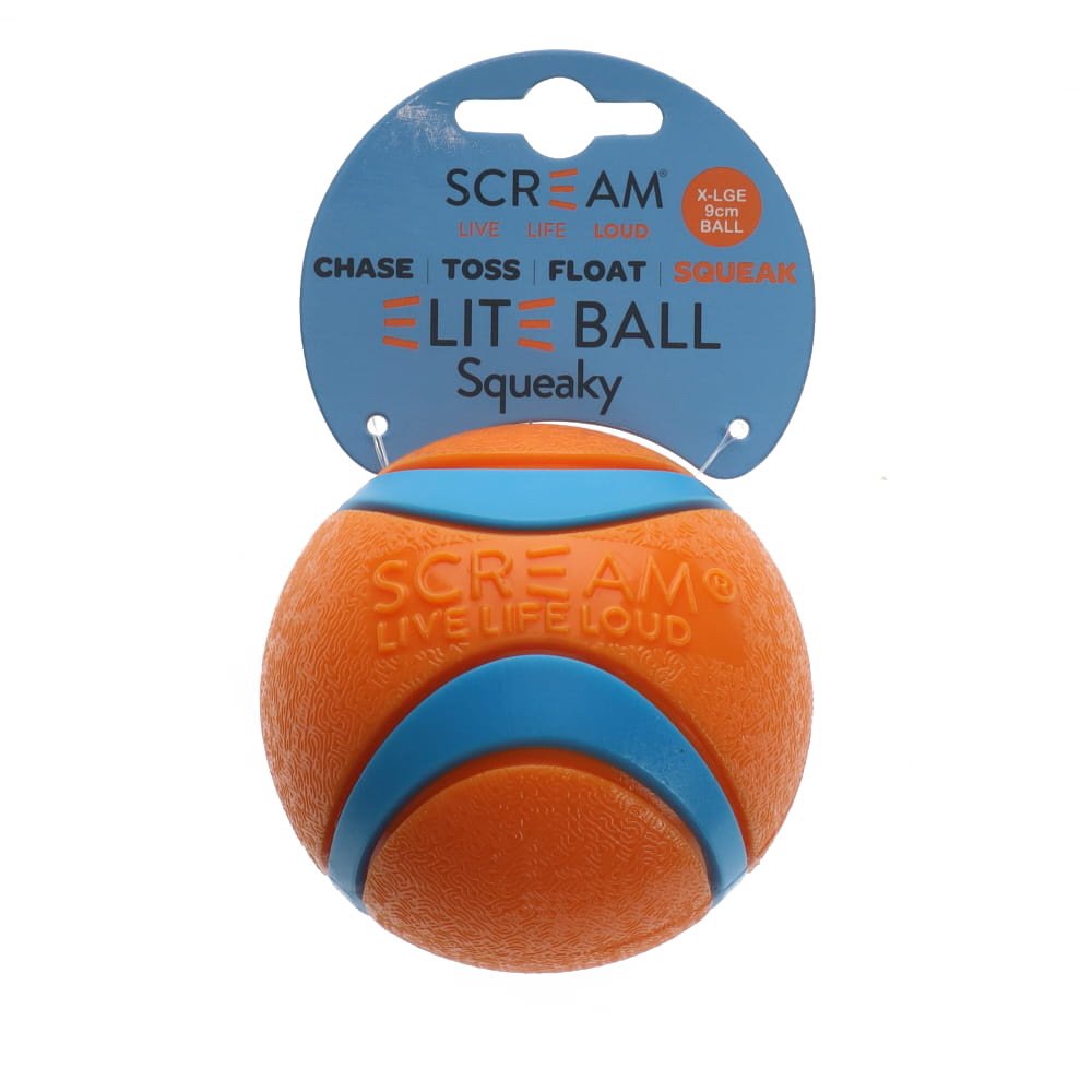 Scream Elite Ball Squeaky Orange & Blue
