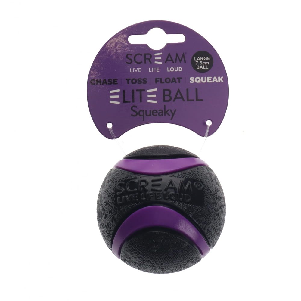 Scream Elite Ball Squeaky Black & Purple