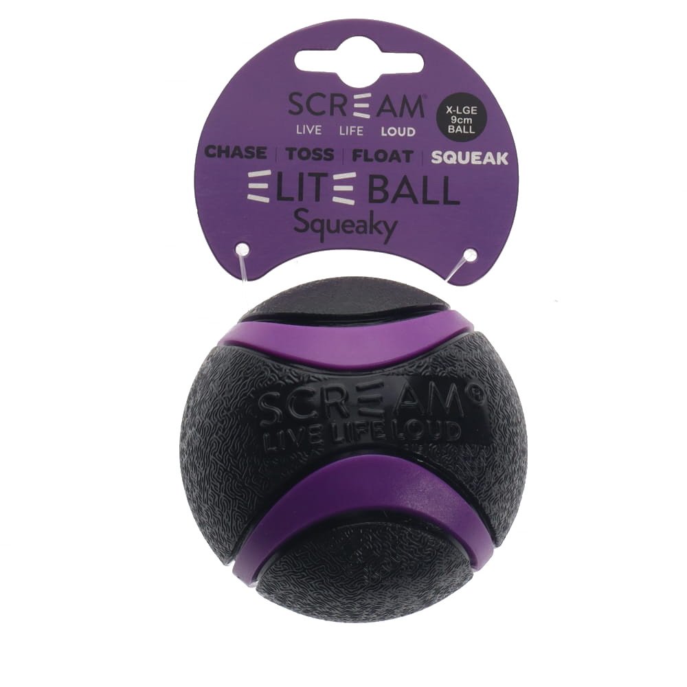 Scream Elite Ball Squeaky Black & Purple