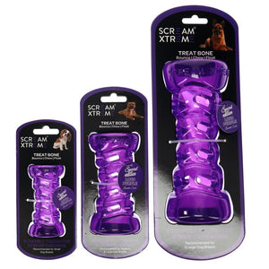 Scream Xtreme Tough Bone Loud Purple Dog Chew Toy