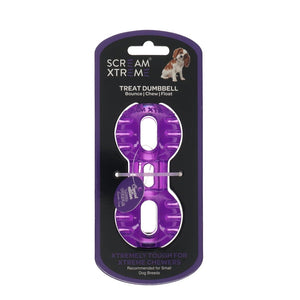 Scream Xtreme Treat Dumbbell Loud Purple Dog Chew Toy
