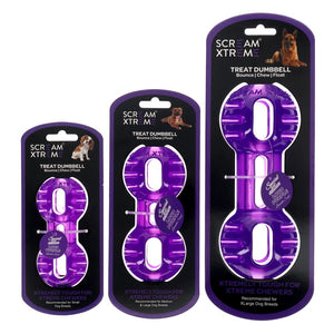 Scream Xtreme Treat Dumbbell Loud Purple Dog Chew Toy