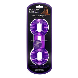 Scream Xtreme Treat Dumbbell Loud Purple Dog Chew Toy