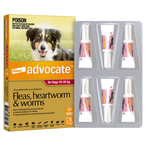 Advocate Flea, Heartworm & Worm Treatment for Dogs 10-25kg 6 Months - RSPCA VIC