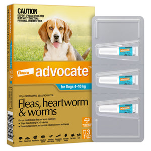 Advocate Flea, Heartworm & Worm Treatment for Dogs 4-10kg 3 Months - RSPCA VIC