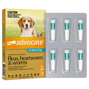 Advocate Flea, Heartworm & Worm Treatment for Dogs 4-10kg 6 Months - RSPCA VIC