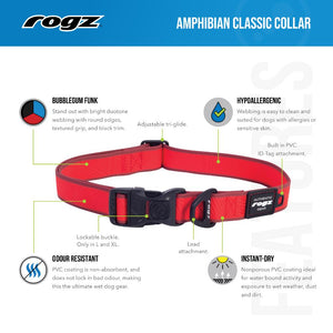 Rogz Amphibian Classic Dog Collar Black - RSPCA VIC