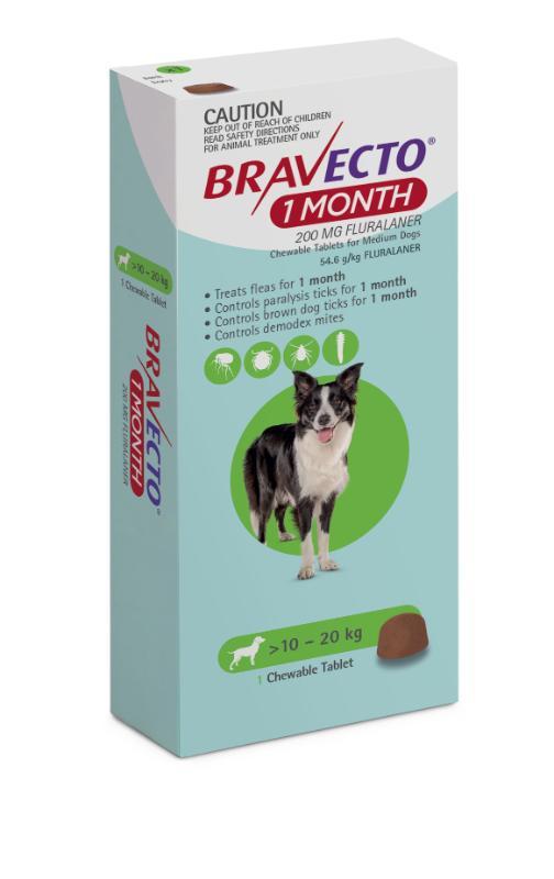 1 Month Bravecto Chew for Medium Dogs Green FREE GIFT WITH PURCHASE!*