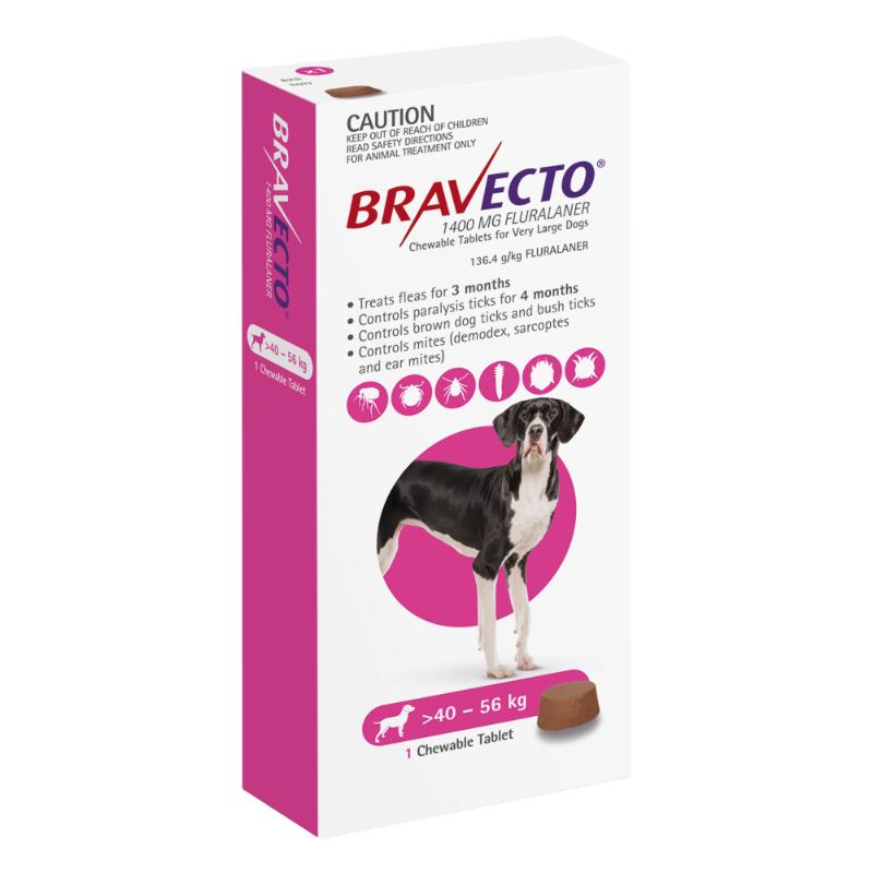 3 Month Bravecto Chew for Very Large Dogs Pink