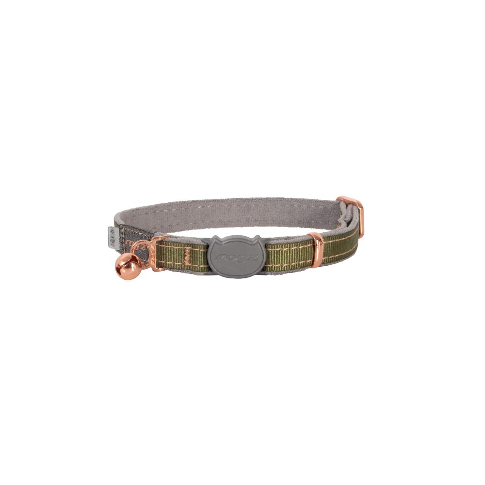 Rogz Urbancat Safety Release Cat Collar Olive Twist - RSPCA VIC