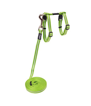 Rogz Alleycat Harness and Lead Set Lime