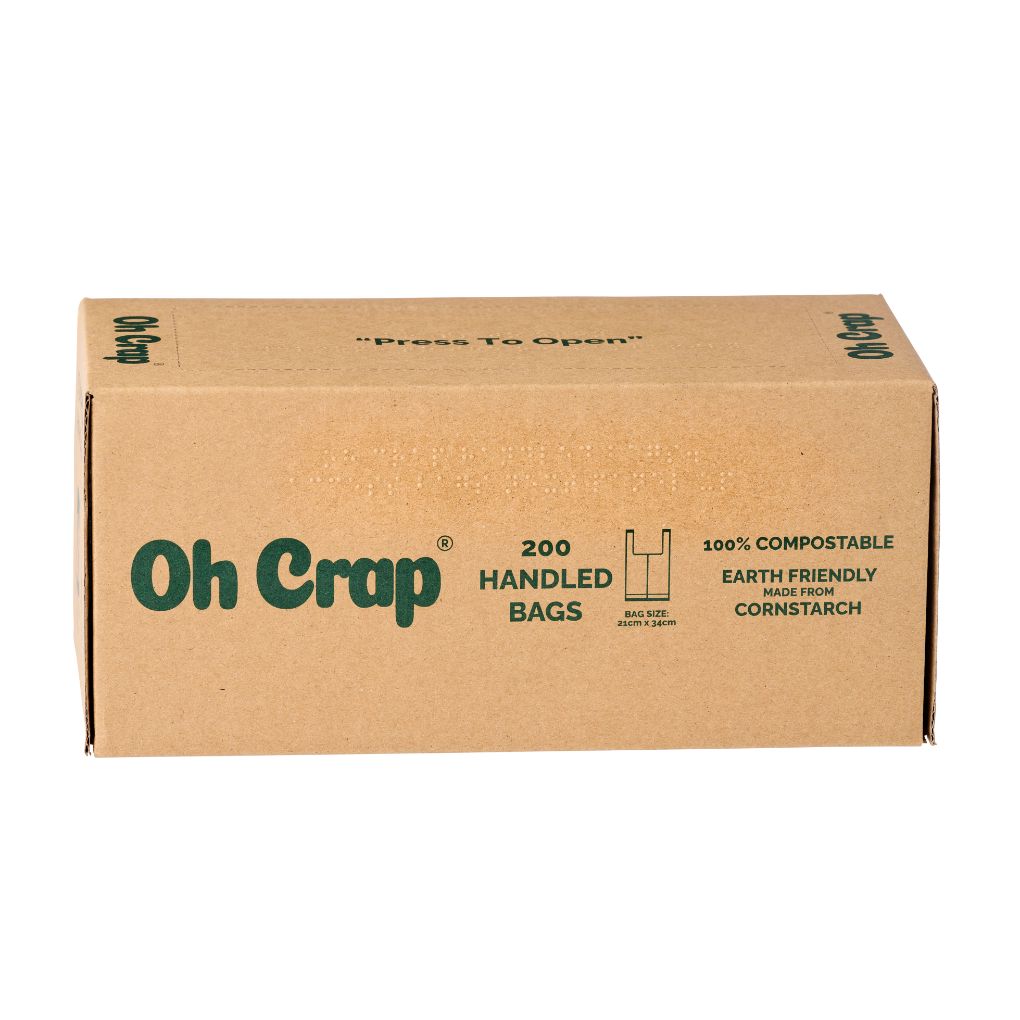 Oh Crap Poo Bags with Handles 200 Pack - Vision Impaired Approved - RSPCA VIC