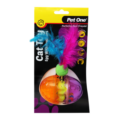 Pet One Cat Toy Egg with Feather