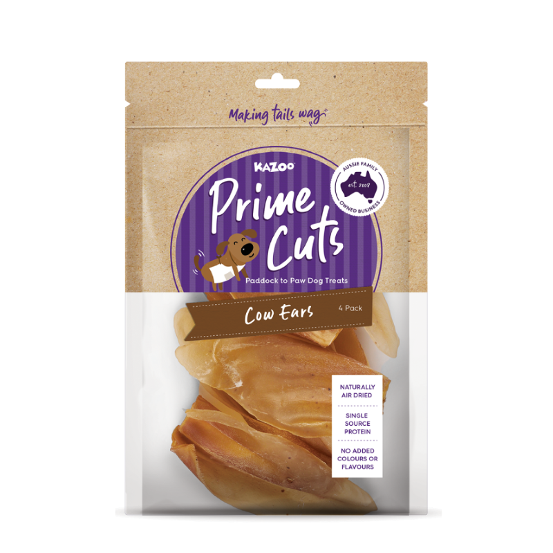 Kazoo Prime Cuts Cow Ears 4pk