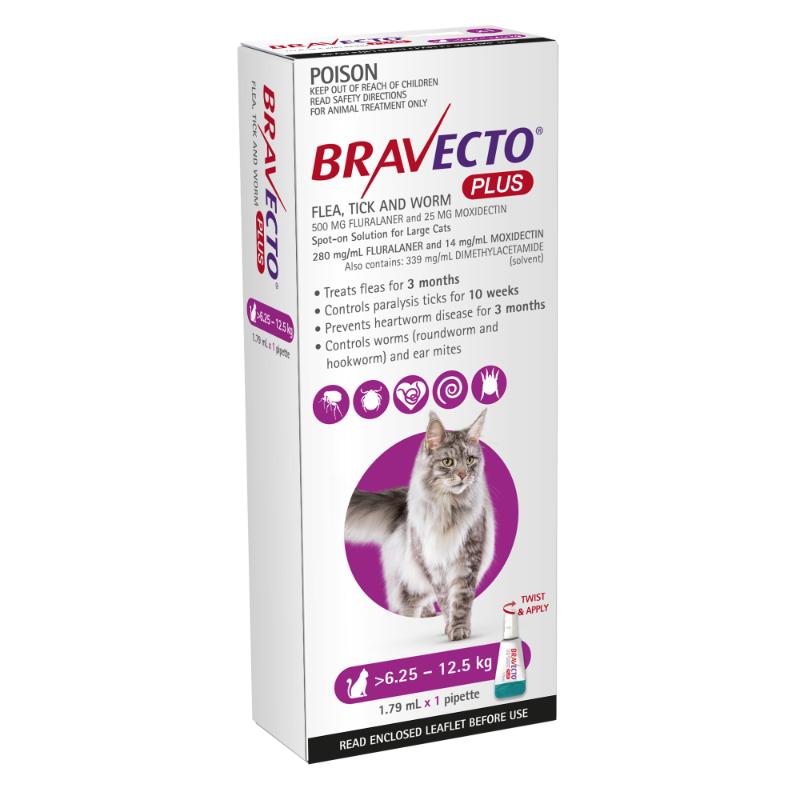 All In One Bravecto Plus Spot On for Large Cats Purple