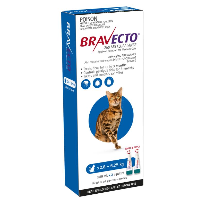 6 Month Bravecto Spot On for Medium Cats Blue FREE GIFT WITH PURCHASE!*