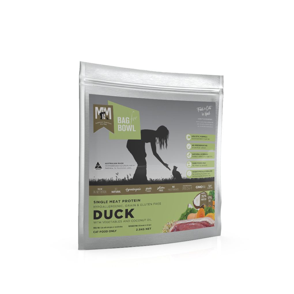 Meals for Mutts Single Protein Grain & Gluten Free Duck Adult Cat Food 2.5kg - RSPCA VIC