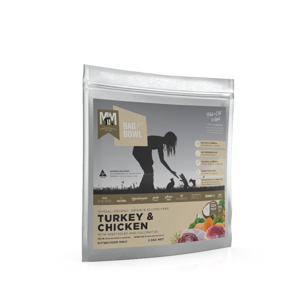 Meals for Mutts Grain Free, Gluten Free Turkey & Chicken Kitten Food 2.5kg - RSPCA VIC