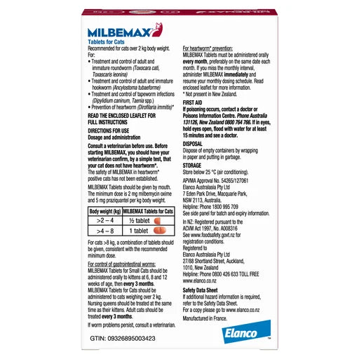 Milbemax Cat 2-8kg