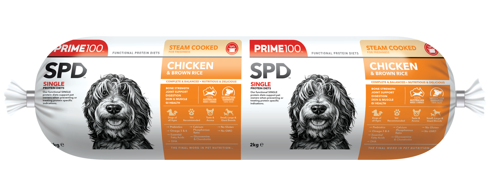 Prime 100 SPD Chicken & Brown Rice Fresh Roll 2kg