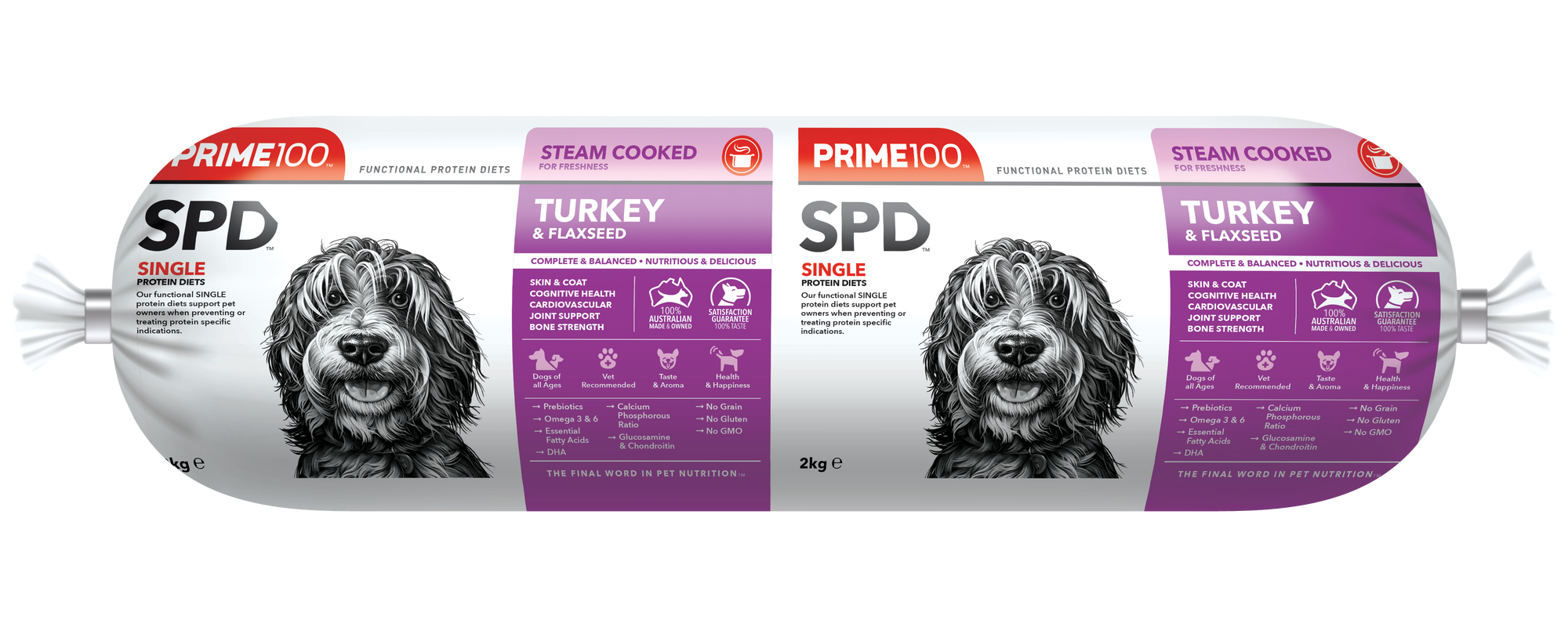 Prime 100 SPD Turkey & Flaxseed Fresh Roll 2kg