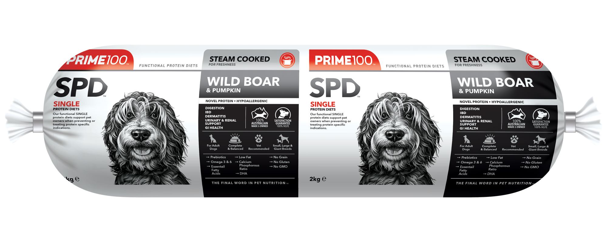Prime 100 SPD Wild Boar & Pumpkin Fresh Roll 2kg