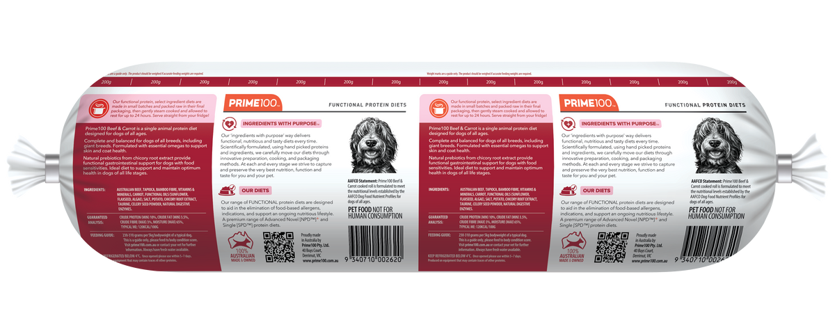 Prime 100 SPD Beef & Carrot Fresh Roll 2kg