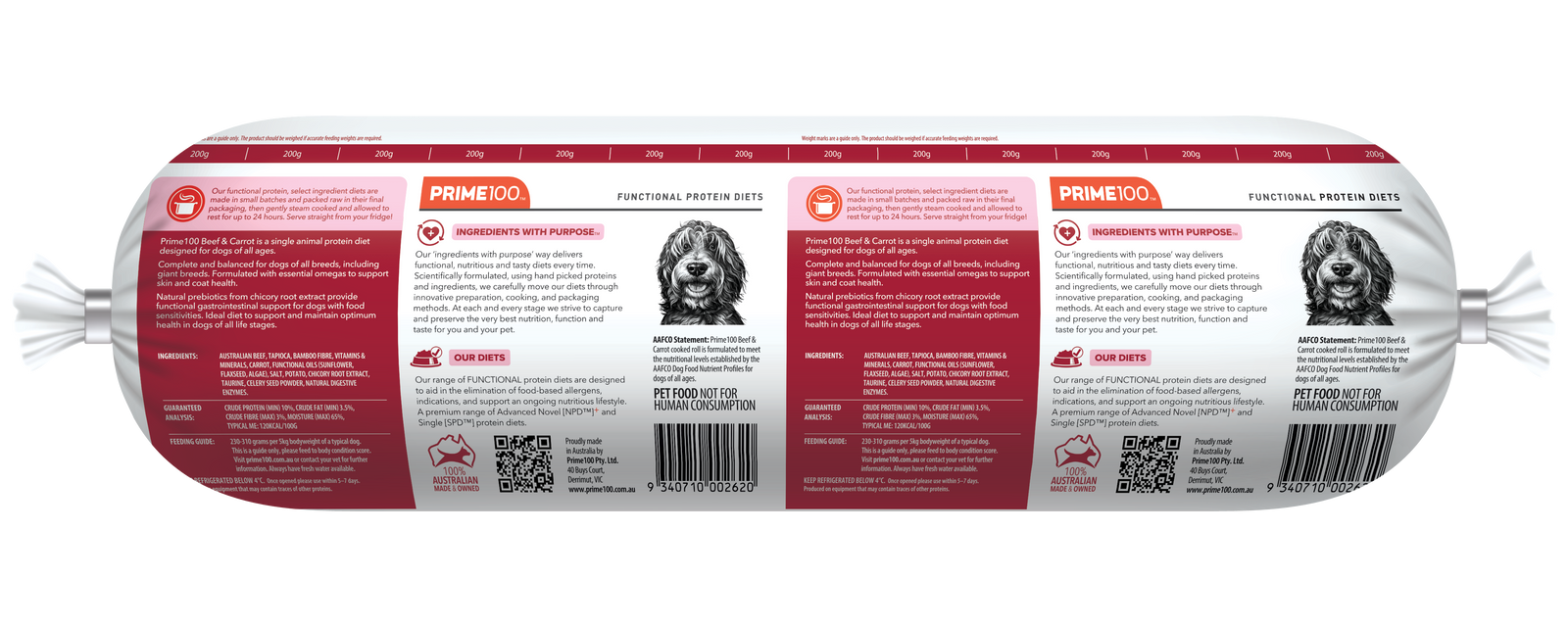 Prime 100 SPD Beef & Carrot Fresh Roll 2kg