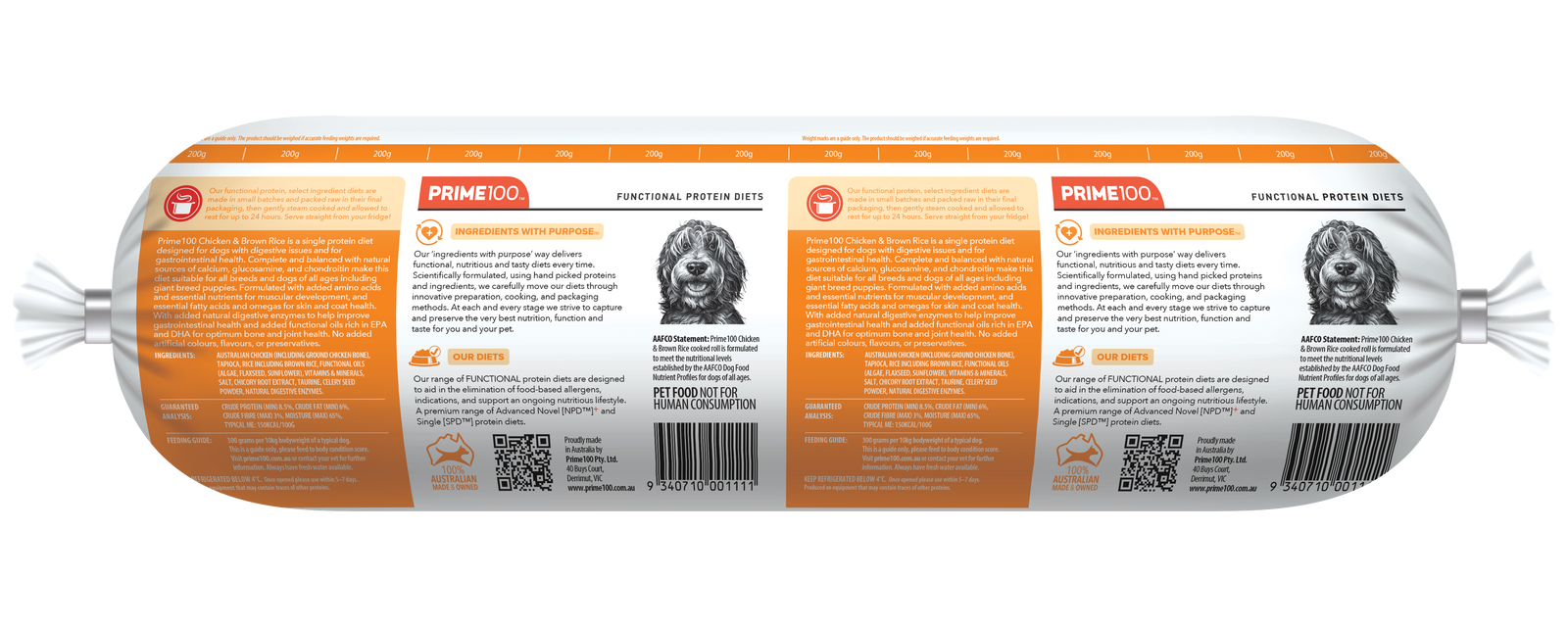 Prime 100 SPD Chicken & Brown Rice Fresh Roll 2kg