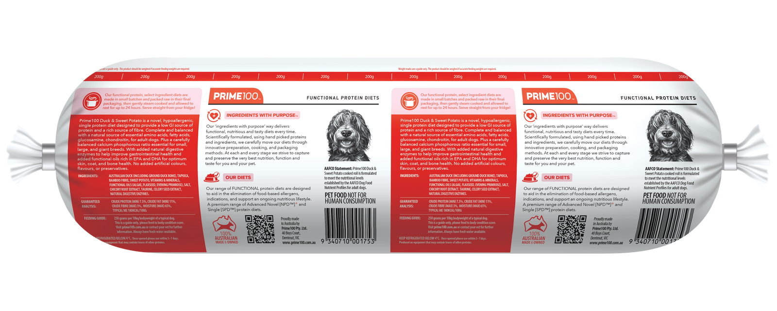 Prime 100 SPD Duck & Sweet Potato Fresh Roll 2kg