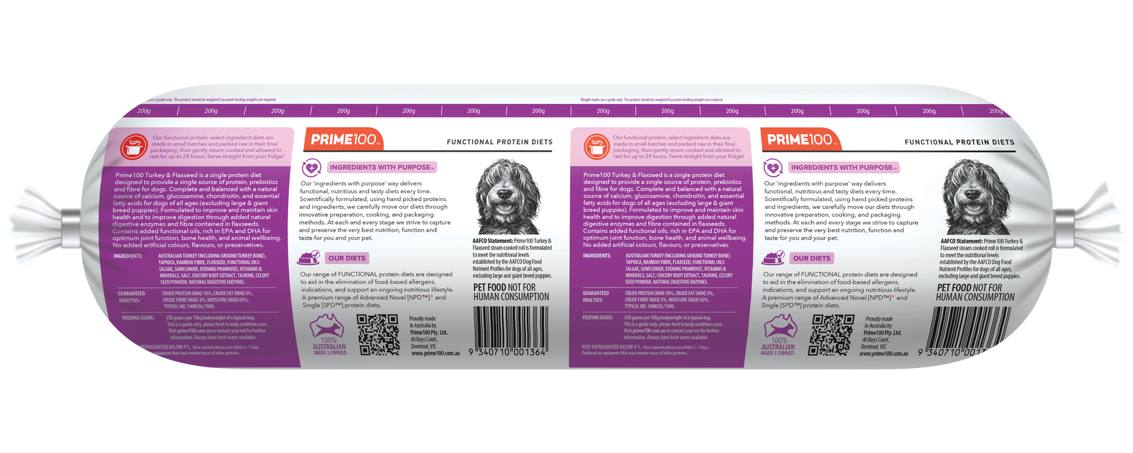 Prime 100 SPD Turkey & Flaxseed Fresh Roll 2kg