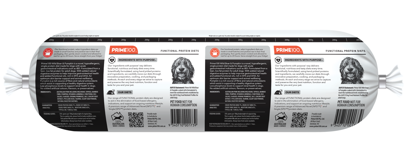 Prime 100 SPD Wild Boar & Pumpkin Fresh Roll 2kg
