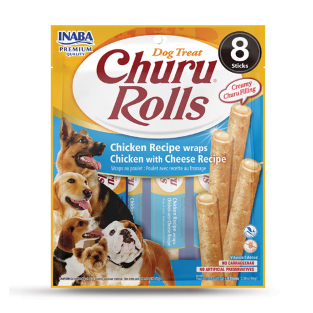 Inaba Dog Churu Rolls Chicken Wraps with Cheese 96g 8 pack